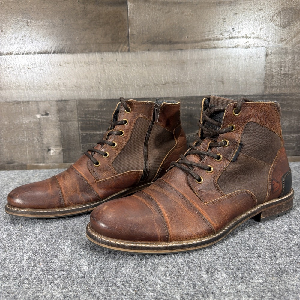 Bull Boxer Hayward Leather Cap Toe Boots Mens US 10 Brown Side Zip Portugal